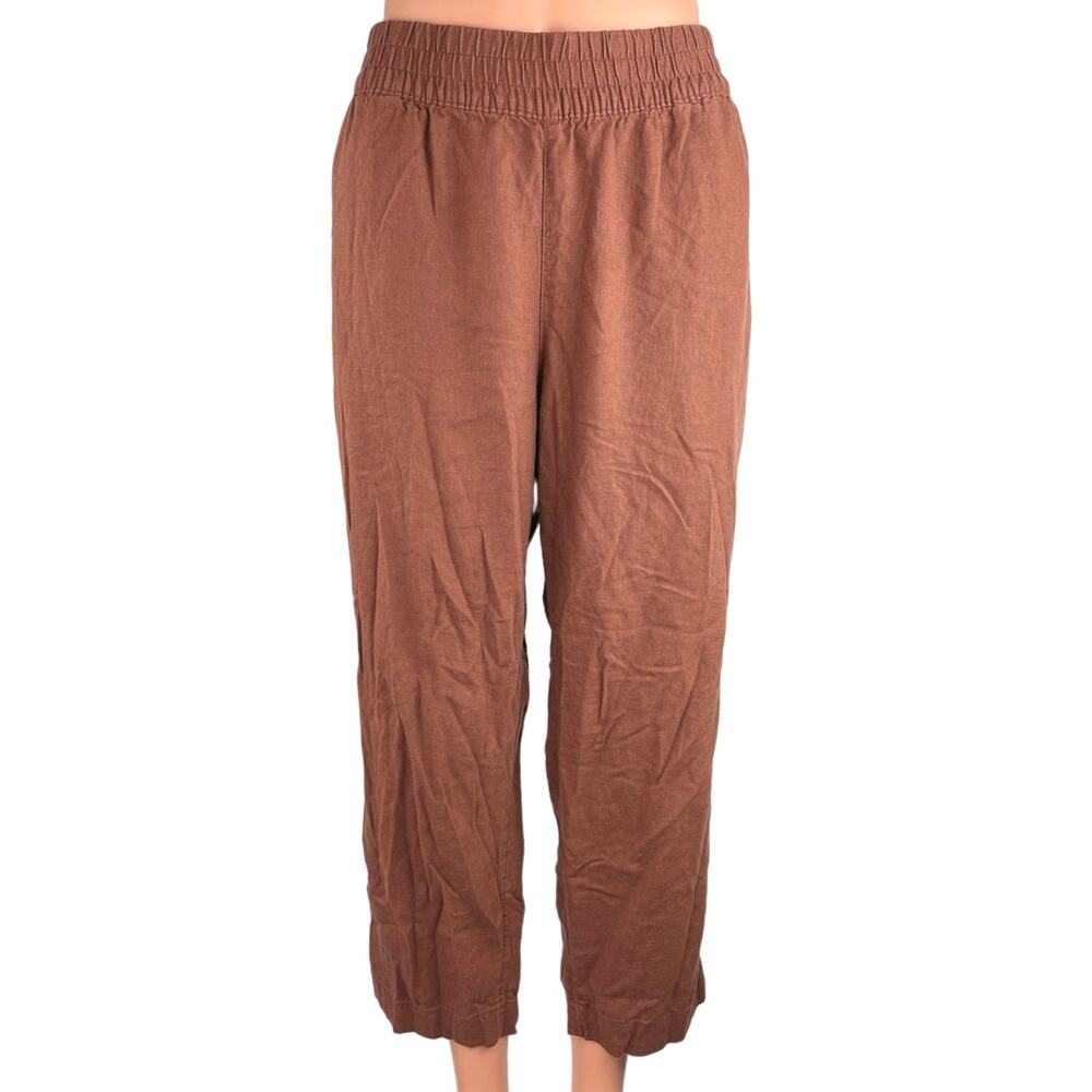 Old Navy Women's Brown High Rise Waist Band Ankle Straight Leg Trouser Pants L